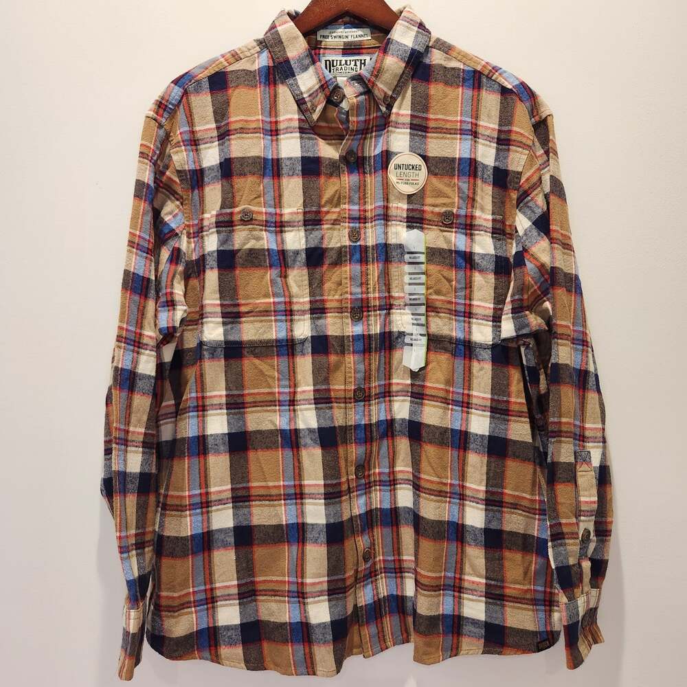 Men’s Duluth Trading Co. Free Swingin’ Flannel Relaxed Fit Untucked Plaid Large